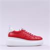 Wonders Curvy Platform Lace Trainer - Red Leather